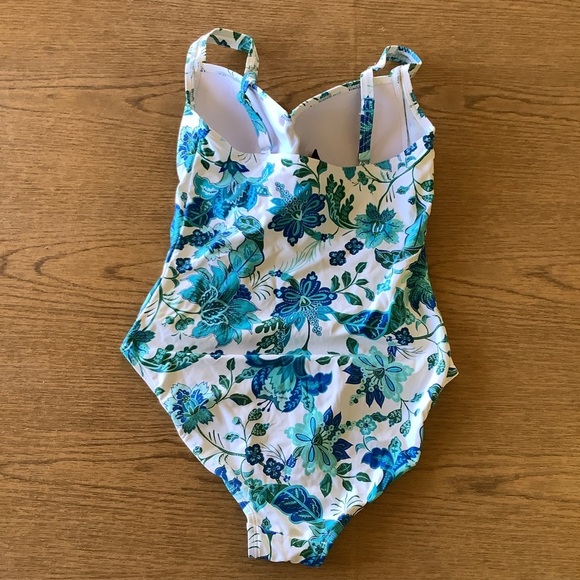 Niptuck Floral Blue and Green One Piece Swimsuit Size 6 Like New - Picture 4 of 9